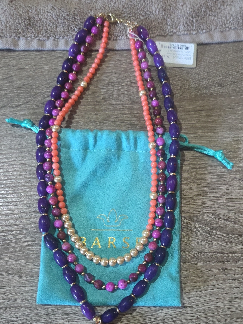 Studio Barse Purple, Coral & Gold Multi-Strand Beaded Necklace